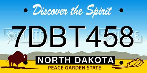 7DBT458 North Dakota License Plate