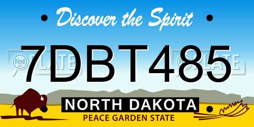 7DBT485 North Dakota License Plate