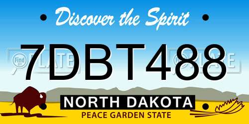 7DBT488 North Dakota License Plate