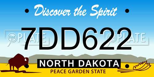 7DD622 North Dakota License Plate