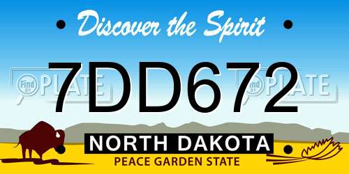 7DD672 North Dakota License Plate