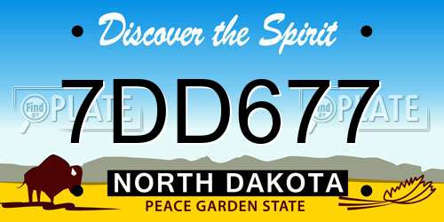 7DD677 North Dakota License Plate