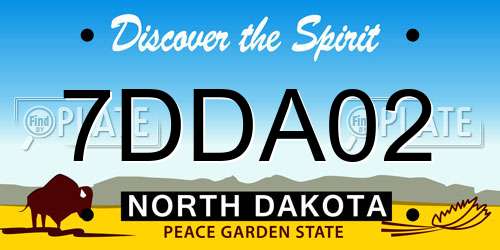 7DDA02 North Dakota License Plate