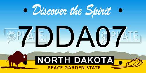 7DDA07 North Dakota License Plate