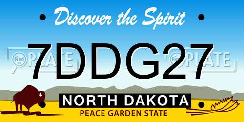 7DDG27 North Dakota License Plate