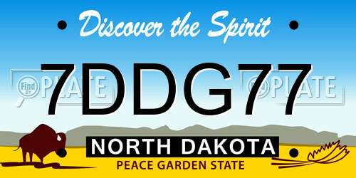 7DDG77 North Dakota License Plate
