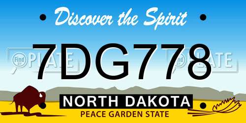 7DG778 North Dakota License Plate