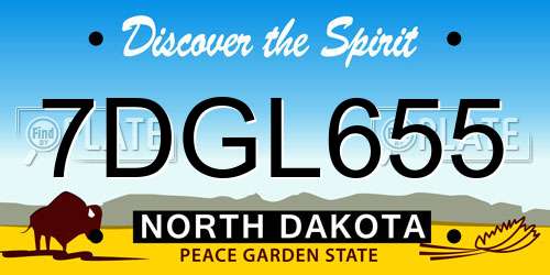 7DGL655 North Dakota License Plate