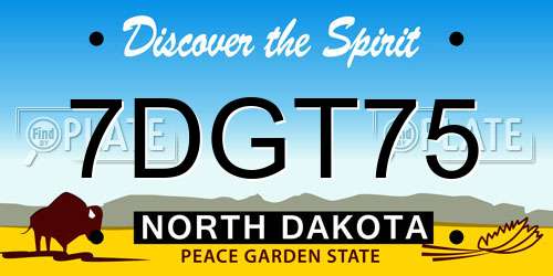 7DGT75 North Dakota License Plate