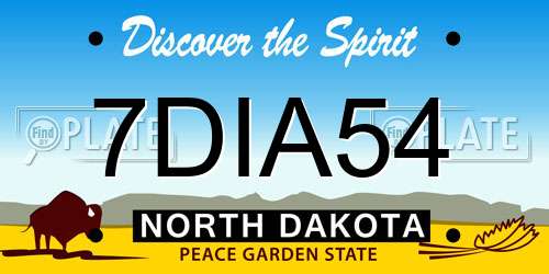 7DIA54 North Dakota License Plate