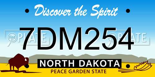7DM254 North Dakota License Plate