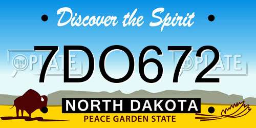 7DO672 North Dakota License Plate