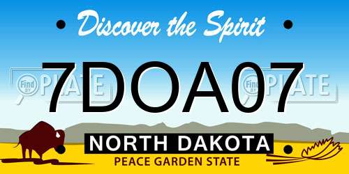 7DOA07 North Dakota License Plate