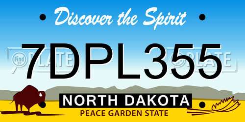 7DPL355 North Dakota License Plate