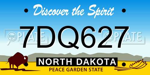7DQ627 North Dakota License Plate