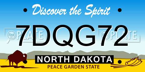 7DQG72 North Dakota License Plate