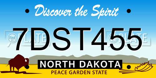7DST455 North Dakota License Plate