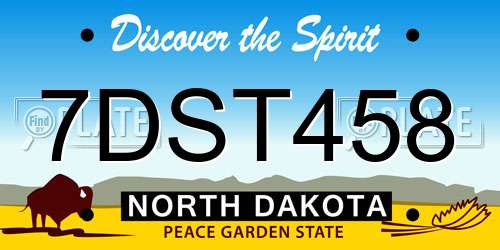 7DST458 North Dakota License Plate