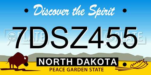 7DSZ455 North Dakota License Plate