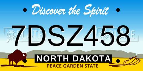 7DSZ458 North Dakota License Plate