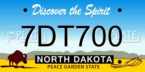 7DT700 North Dakota License Plate