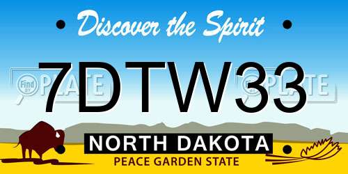 7DTW33 North Dakota License Plate