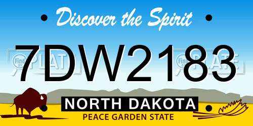 7DW2183 North Dakota License Plate