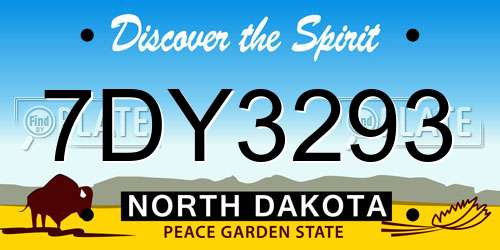 7DY3293 North Dakota License Plate