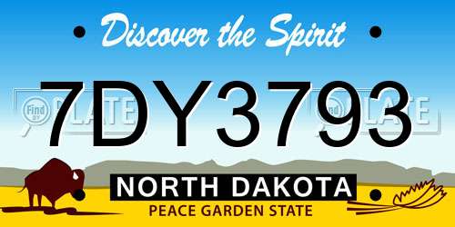 7DY3793 North Dakota License Plate