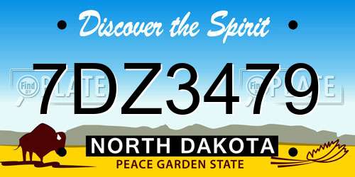 7DZ3479 North Dakota License Plate