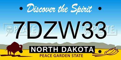 7DZW33 North Dakota License Plate
