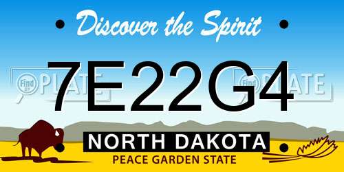 7E22G4 North Dakota License Plate
