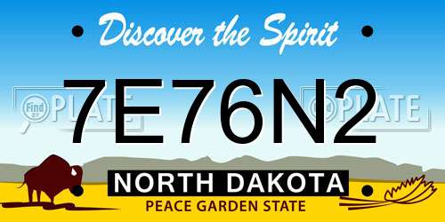 7E76N2 North Dakota License Plate