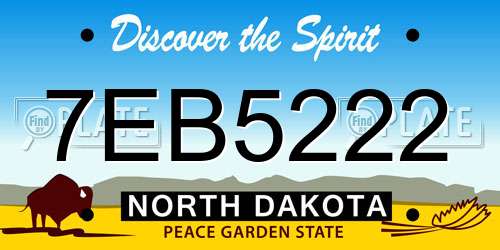 7EB5222 North Dakota License Plate