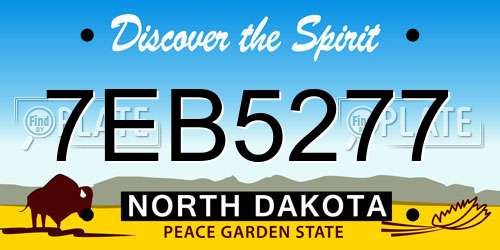 7EB5277 North Dakota License Plate