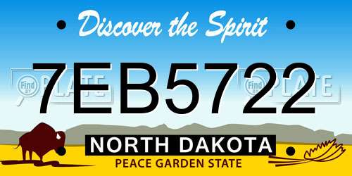 7EB5722 North Dakota License Plate
