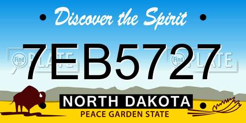7EB5727 North Dakota License Plate