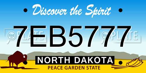7EB5777 North Dakota License Plate