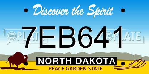 7EB641 North Dakota License Plate