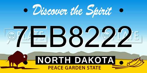 7EB8222 North Dakota License Plate