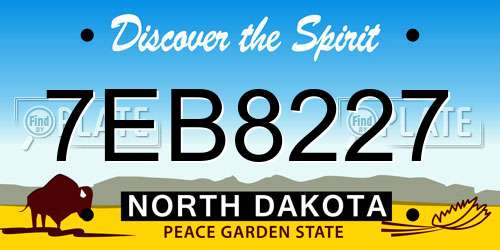 7EB8227 North Dakota License Plate