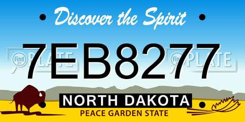 7EB8277 North Dakota License Plate