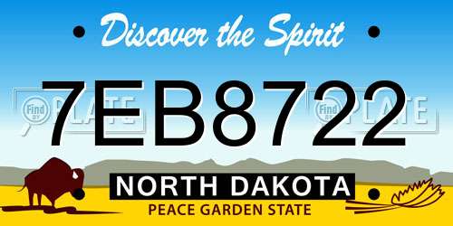 7EB8722 North Dakota License Plate