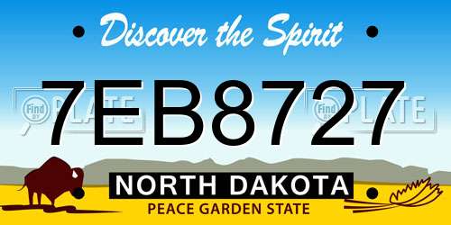 7EB8727 North Dakota License Plate