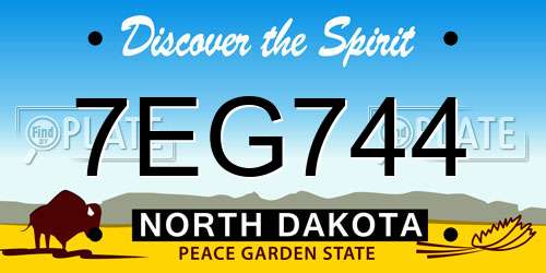 7EG744 North Dakota License Plate