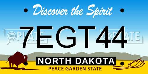 7EGT44 North Dakota License Plate