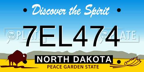 7EL474 North Dakota License Plate