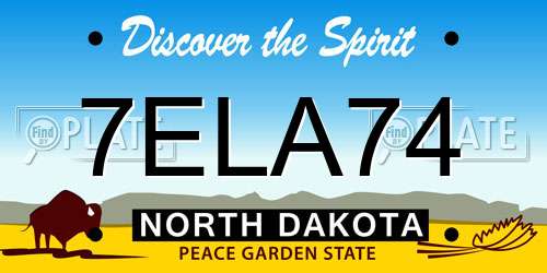 7ELA74 North Dakota License Plate