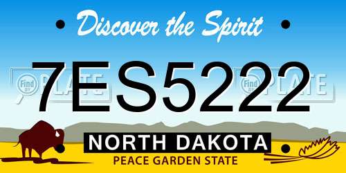 7ES5222 North Dakota License Plate