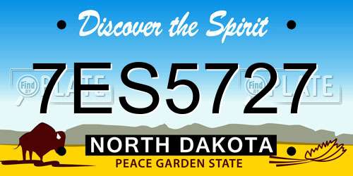 7ES5727 North Dakota License Plate